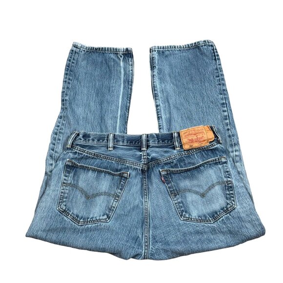 Levi's Other - Vintage Y2K Levi’s‎ 501 Blue Denim Distressed Jeans Button Fly Actual 36x28.5